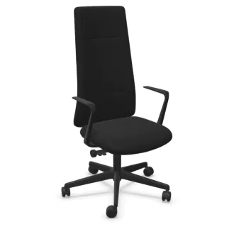 ALTURA│Fauteuil de direction tissu - Dossier Haut - têtière intégrée│Cuir noir