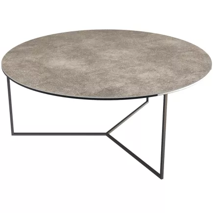 VENEZIA│Table basse Ø 90 x 38 cm│Piétement acier laqué noir mat │Coloris à choix