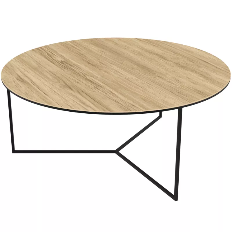 VENEZIA│Table basse Ø 90 x 38 cm│Piétement acier laqué noir mat │Coloris à choix