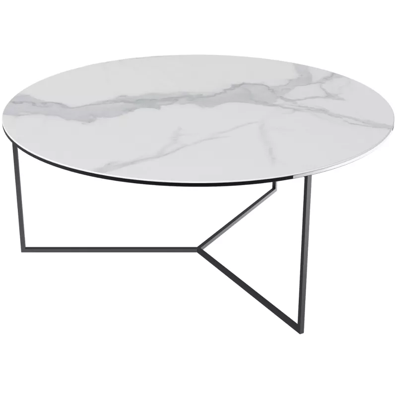 VENEZIA│Table basse Ø 90 x 38 cm│Piétement acier laqué noir mat │Coloris à choix