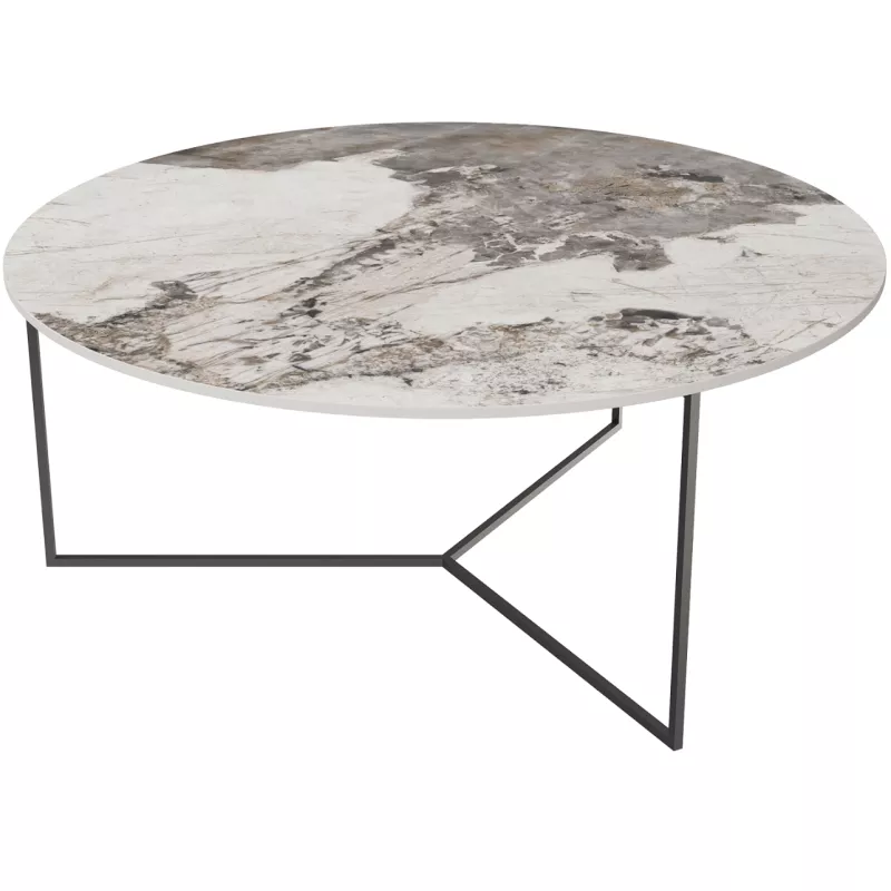 VENEZIA│Table basse Ø 90 x 38 cm│Piétement acier laqué noir mat │Coloris à choix