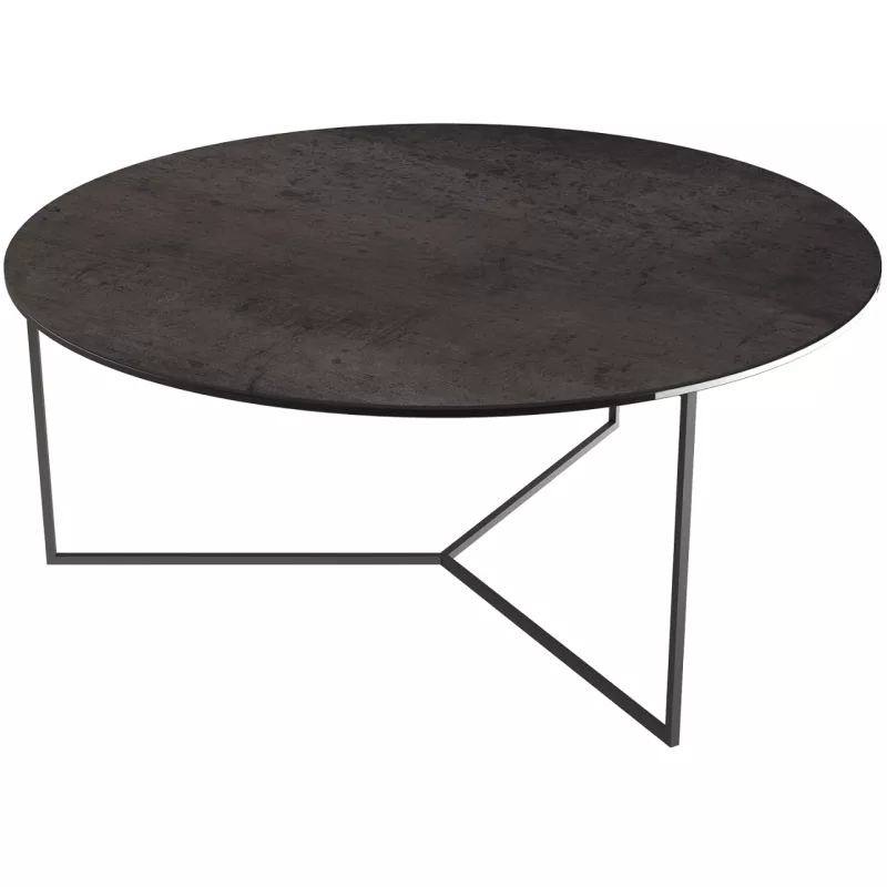 VENEZIA│Table basse Ø 90 x 38 cm│Piétement acier laqué noir mat │Coloris à choix