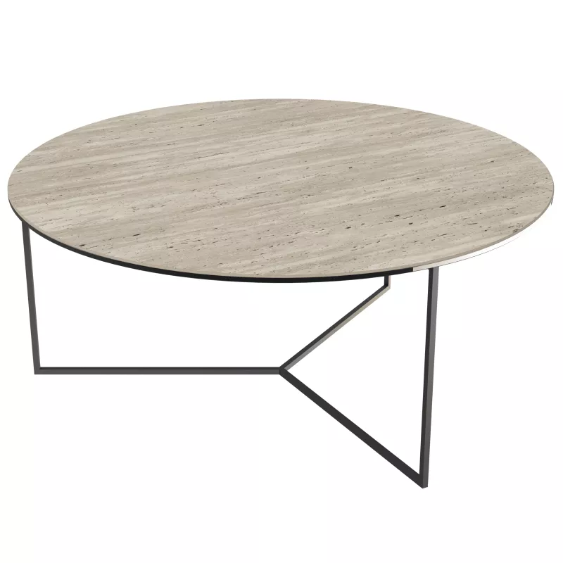 VENEZIA│Table basse Ø 90 x 38 cm│Piétement acier laqué noir mat │Coloris à choix