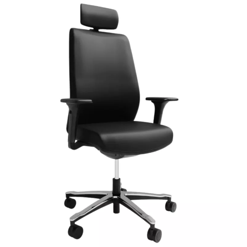 MUNIK EXPO│Fauteuil de direction│Têtière│Mousse injectée│cuir noir