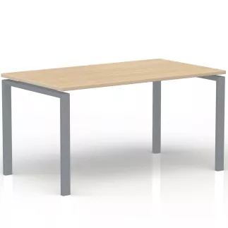 CONECT│Bureau droit L 140 x 80│Chêne naturel - Gris aluminium