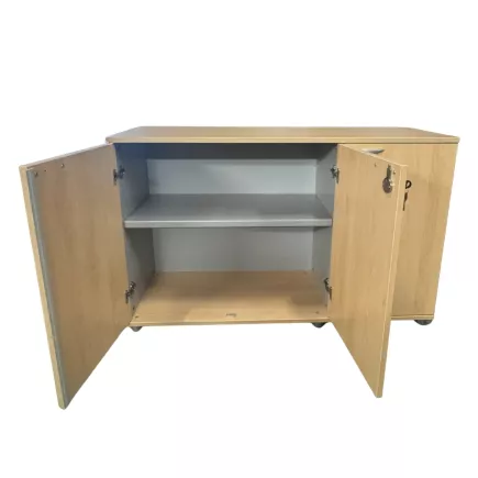 SANMA│Armoire L 120 cm - 3 portes │Chêne Clair / Gris aluminium