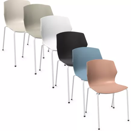 MY FRILL│Chaise Monocoque│4 pieds acier blanc│Coloris à choix