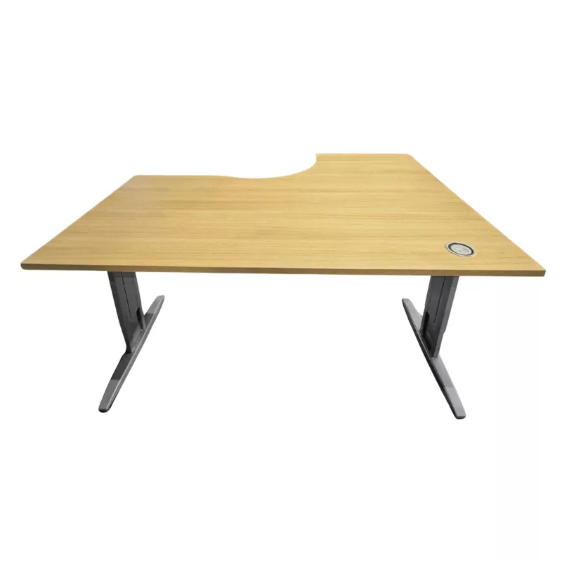 IDOL│Bureau retour à gauche L 160/80 x P 120/60│Chêne clair/Gris aluminium