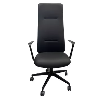 ALTURA EXPO│Fauteuil de direction cuir - Dossier Haut - têtière intégrée│Noir