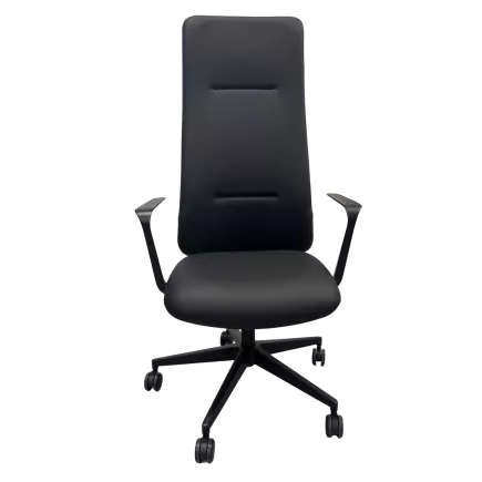 ALTURA EXPO│Fauteuil de direction cuir - Dossier Haut - têtière intégrée│Noir