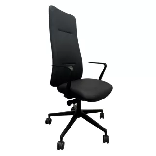 ALTURA EXPO│Fauteuil de direction cuir - Dossier Haut - têtière intégrée│Noir