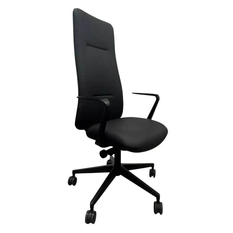 ALTURA EXPO│Fauteuil de direction cuir - Dossier Haut - têtière intégrée│Noir