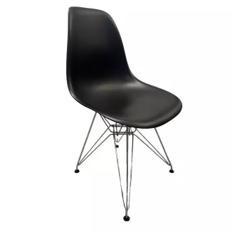 VISTYLE│Chaise d'accueil / collectivité │Piètement Tour Eiffel│Noir/acier chromé