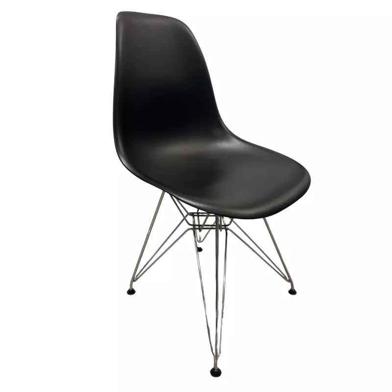 VISTYLE│Chaise d'accueil / collectivité │Piètement Tour Eiffel│Noir/acier chromé