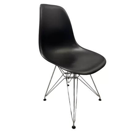 VISTYLE│Chaise d'accueil / collectivité │Piètement Tour Eiffel│Noir/acier chromé