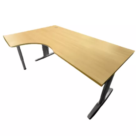 IDOL│Bureau retour à gauche L180/80xP120/60│Chêne clair/Gris aluminium