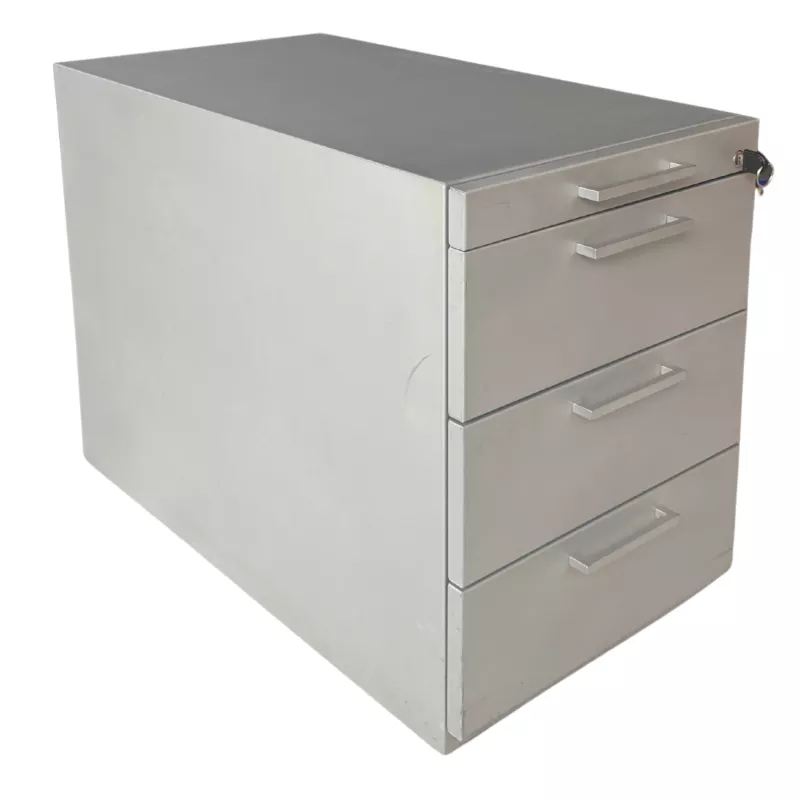 LO LISTA│Caisson sous bureau 9666 - 4 Tiroirs│Poignées carrées│Profondeur 80 cm│Gris aluminium LO LISTA│Caisson sous bureau 9666 - 4 Tiroirs│Poignées carrées│Profondeur 80 cm│Gris aluminium