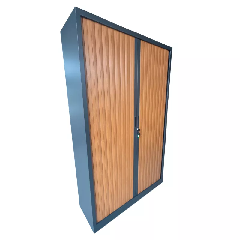 ARIV│Armoire rideau L120xH198 cm│Poirier/anthracite