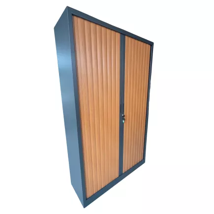 ARIV│Armoire rideau L120xH198 cm│Poirier/anthracite