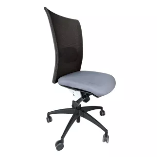 STEELCASE │Fauteuil de travail sans accoudoirs │Dossier résille noire │Placet tissu gris orage