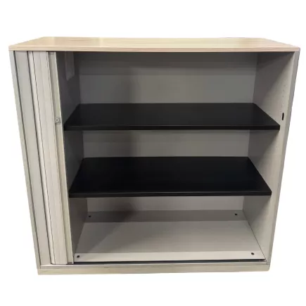 STEELCASE │Armoire rideau L 120 x H 117 cm│Gris Aluminium/Erable