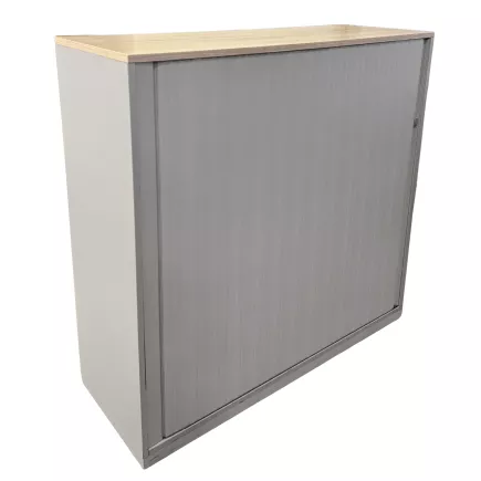 STEELCASE │Armoire rideau L 120 x H 117 cm│Gris Aluminium/Erable