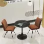 DIABOLO│Table ronde ø75 X H75 cm│Plateau marbre à choix/Piétement noir mat