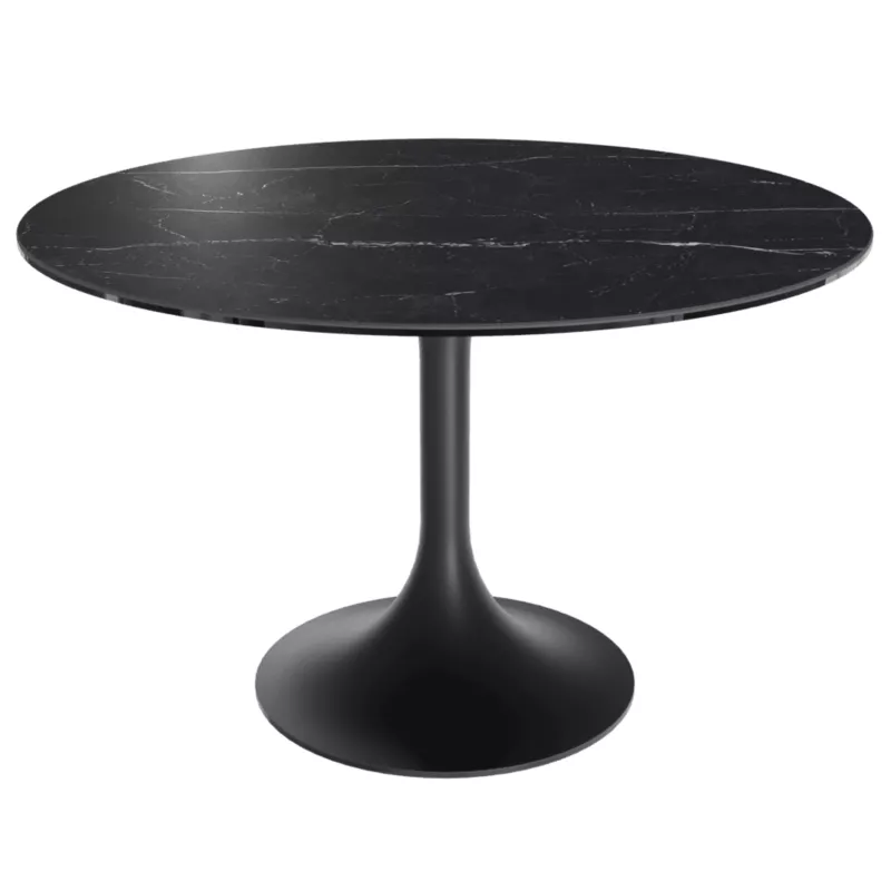 DIABOLO│Table ronde ø120 x H75 cm│Plateau marbre à choix/Piétement noir mat