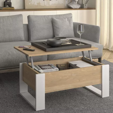 DENVER│Table basse relevante "Up&Down"│52x90xh40/52 cm│Chêne blond