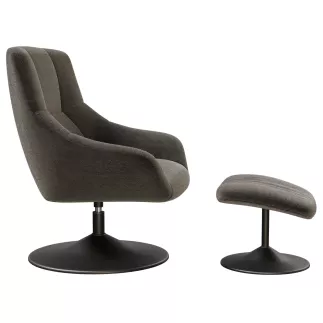 BILBAO EXPO│Fauteuil avec repose-pieds│Assise pivotante│Anthracite