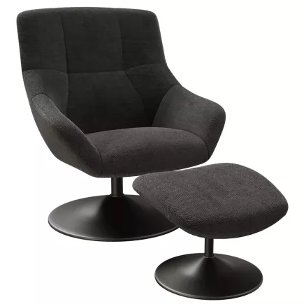 BILBAO EXPO│Fauteuil avec repose-pieds│Assise pivotante│Anthracite