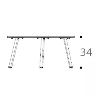 MEDIATOR EXPO│Table Basse H 34 X L70 cm│3 pieds métal noir│Chêne Nebraska