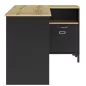 MANCHESTER│Bureau angle étagères + porte coulissante│Noir│136x48/88xh73 cm