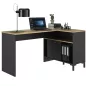 MANCHESTER│Bureau angle étagères + porte coulissante│Noir│136x48/88xh73 cm