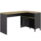 MANCHESTER│Bureau angle étagères + porte coulissante│Noir│136x48/88xh73 cm