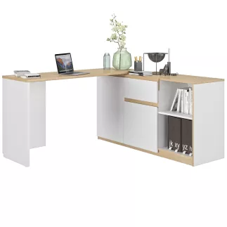 GIBRIL│Bureau pivotant Buffet│Blanc│133/136x45/55xh75 cm