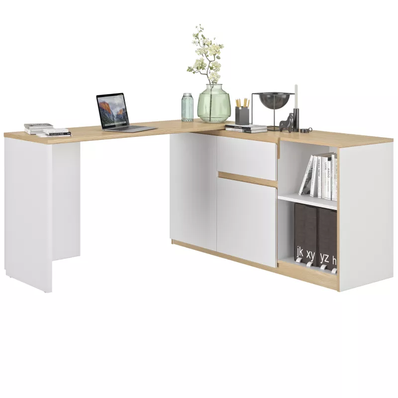 GIBRIL│Bureau pivotant Buffet│Blanc│133/136x45/55xh75 cm