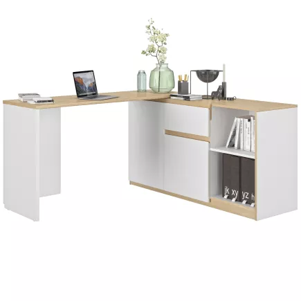 GIBRIL│Bureau pivotant Buffet│Blanc│133/136x45/55xh75 cm