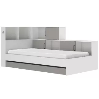 ERWAN│Lit enfant rangements│90x200 cm│Gris moon