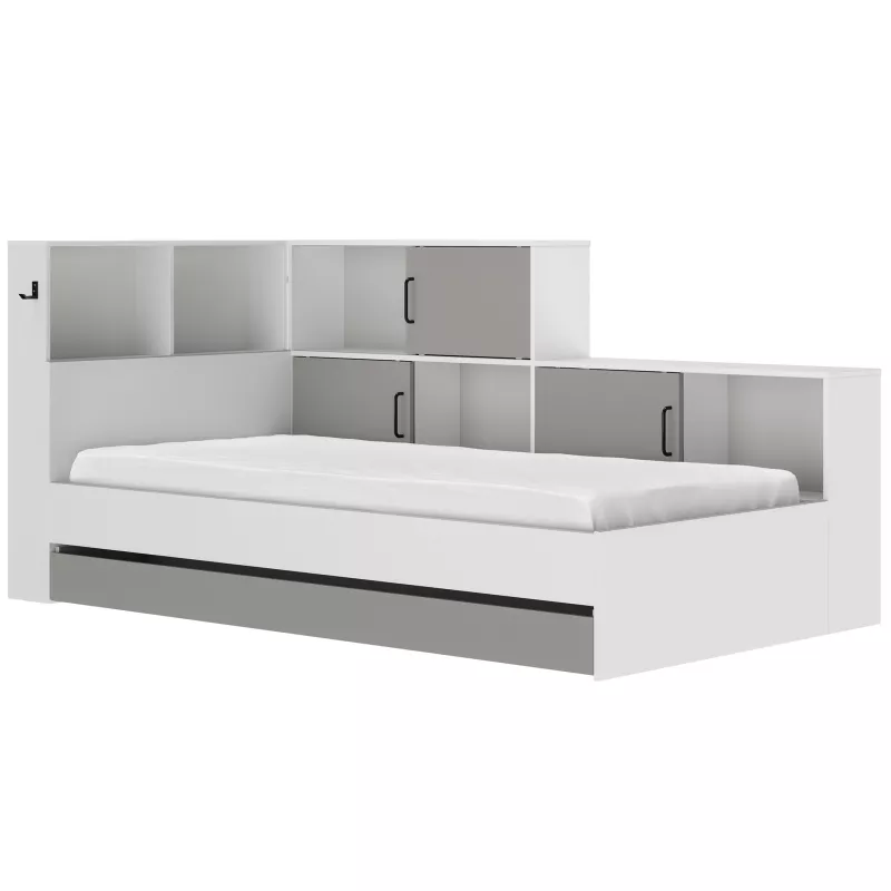 ERWAN│Lit enfant rangements│90x200 cm│Gris moon