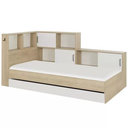 ERWAN│Lit enfant rangements│90x200 cm│Châtaignier naturel