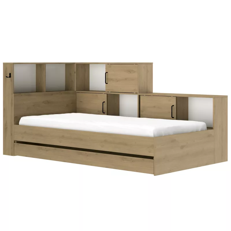 ERWAN│Lit enfant rangements│90x200 cm│Chêne artisan