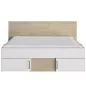 SWIVEL│Lit adultes rangements│140x200 cm│Châtaignier naturel-Blanc