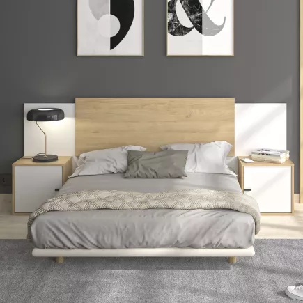 ALIX│Tête de lit│L246xh91 cm│Châtaignier naturel-Blanc