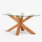 SANMA│Table basse ovale│Verre transparent/Piètement bois