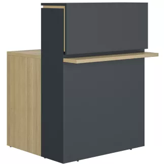 ZOOM│Banque Accueil droite L 80cm - LED│Chêne du bocage-Anthracite