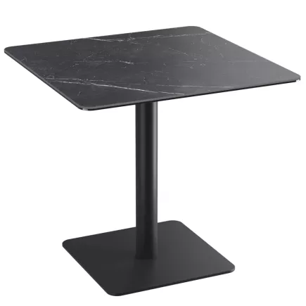 ORLANDO │Table carrée hauteur 75 cm │Piètement carré acier laqué noir mat│Coloris à choix