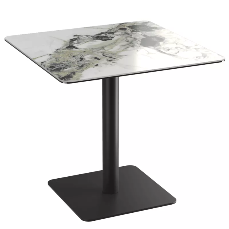 ORLANDO │Table carrée hauteur 75 cm │Piètement carré acier laqué noir mat│Coloris à choix
