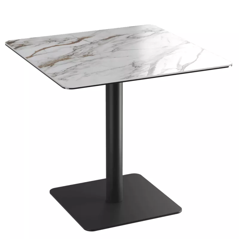 ORLANDO │Table carrée hauteur 75 cm │Piètement carré acier laqué noir mat│Coloris à choix