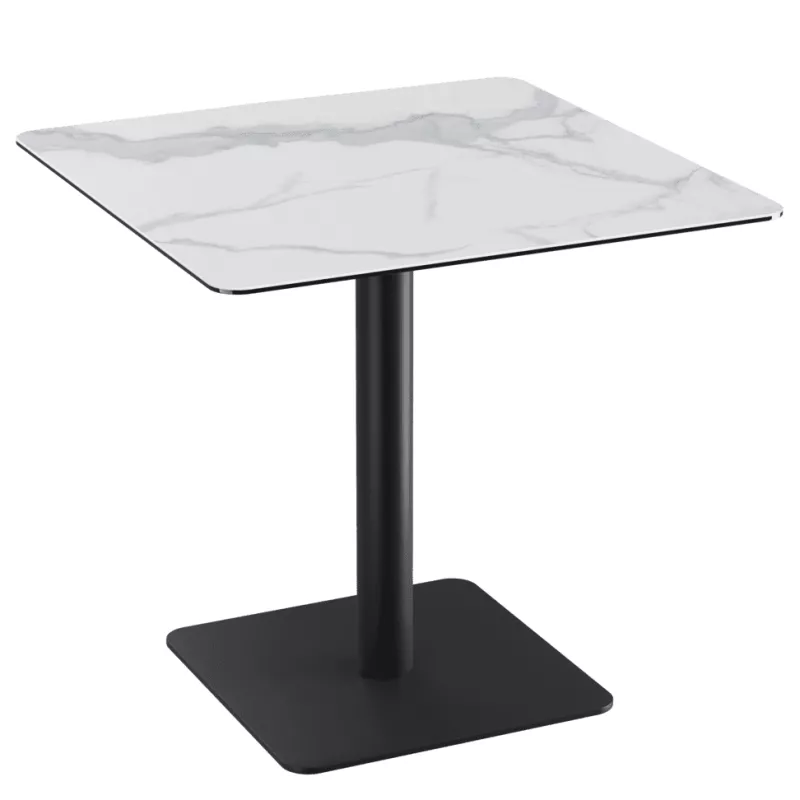 ORLANDO │Table carrée hauteur 75 cm │Piètement carré acier laqué noir mat│Coloris à choix